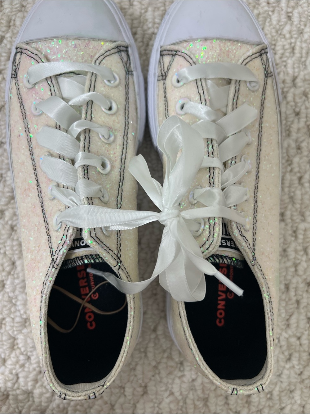 Converse All Star Iridescent Glitter Satin Ribbon Sneakers Women’s 9 Men 7
